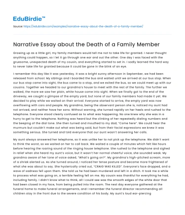 Narrative Essay about the Death of a Family Member