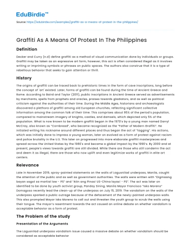 Graffiti As A Means Of Protest In The Philippines