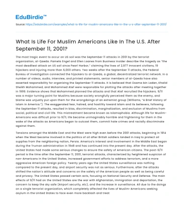 Muslim Americans in US post-9/11: Life & experience