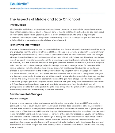 The Aspects of Middle and Late Childhood