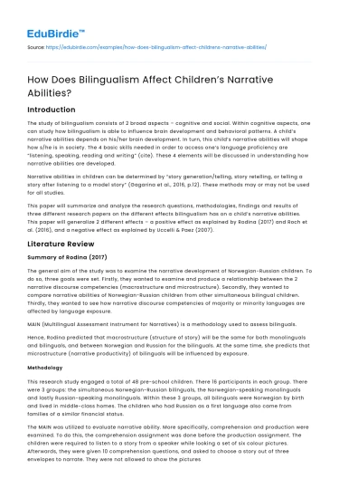 How Does Bilingualism Affect Children’s Narrative Abilities?