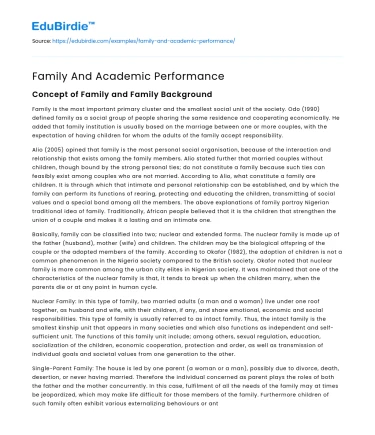 Family And Academic Performance
