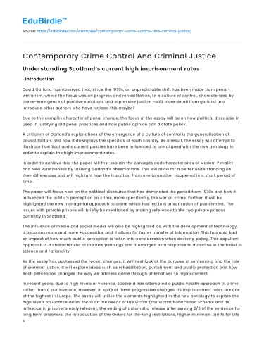 Contemporary Crime Control And Criminal Justice