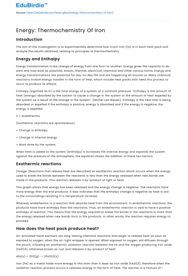 Energy: Thermochemistry Of Iron