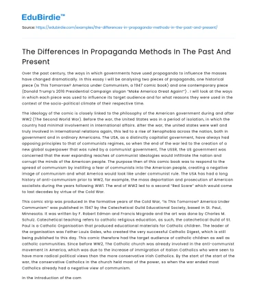 The Differences In Propaganda Methods In The Past And Present