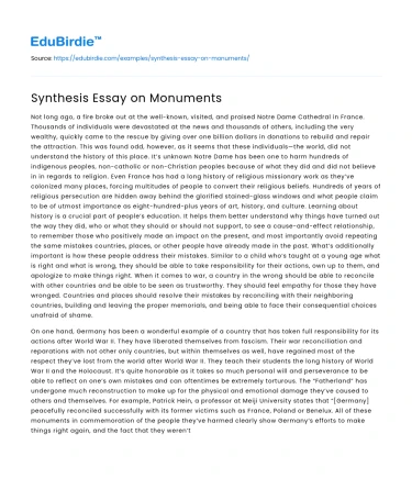 Synthesis Essay on Monuments