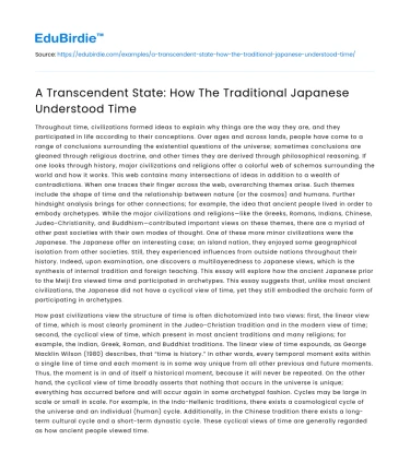 A Transcendent State: How The Traditional Japanese Understood Time