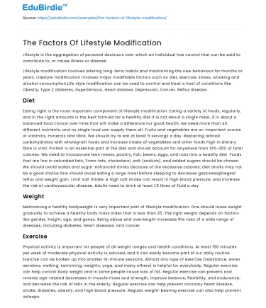 The Factors Of Lifestyle Modification