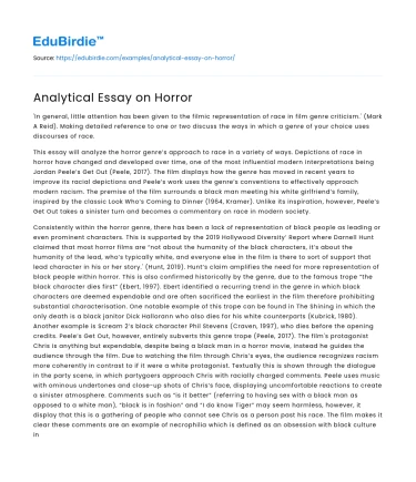Analytical Essay on Horror