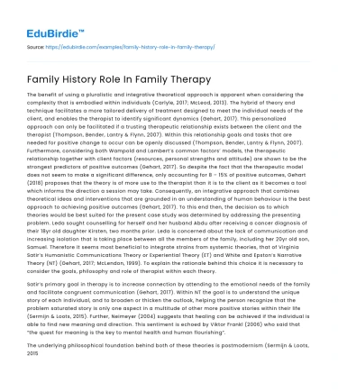 Family History Role In Family Therapy