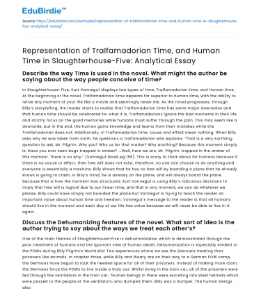 Tralfamadorian and Human Time in Slaughterhouse-Five