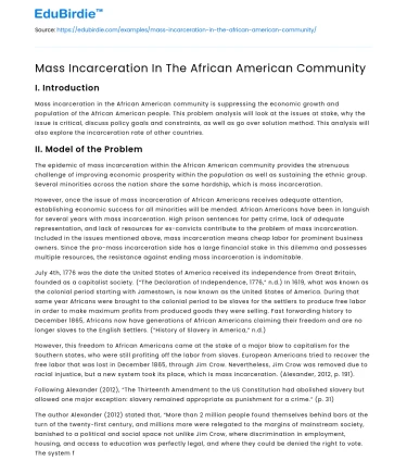 Mass Incarceration In The African American Community
