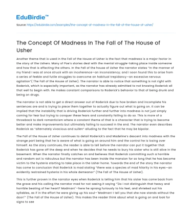 The Concept Of Madness In The Fall of The House of Usher