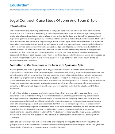 Analyzing Contractual Disputes: The Case of John and Span & Spic