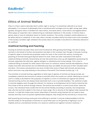 Ethics of Animal Welfare