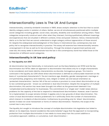 Intersectionality Laws Is The UK And Europe