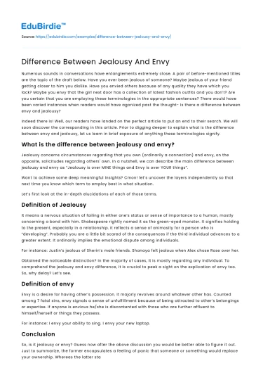 Difference Between Jealousy And Envy