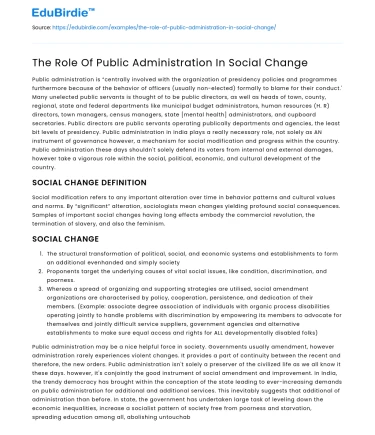The Role Of Public Administration In Social Change