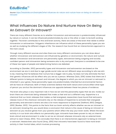 Nature vs Nurture: Impact on Extroversion vs Introversion