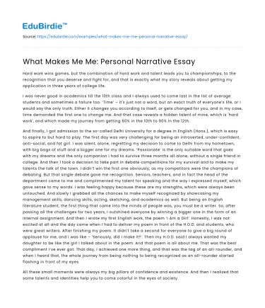 What Makes Me Me: Personal Narrative Essay