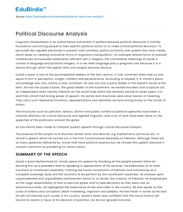 Political Discourse Analysis