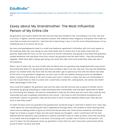 My Grandmother: The Most Influential Person of My Entire Life