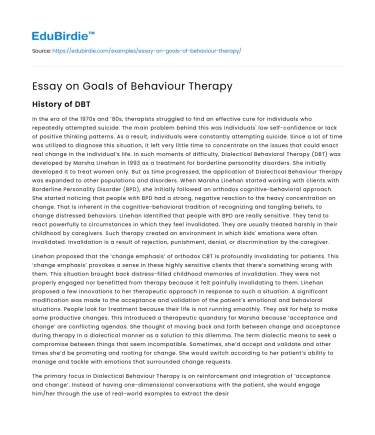 Essay on Goals of Behaviour Therapy