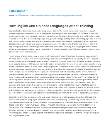 How English And Chinese Languages Affect Thinking