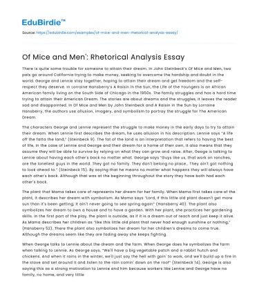 Of Mice and Men’: Rhetorical Analysis Essay