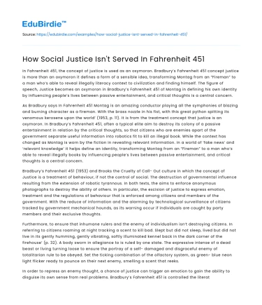 How Social Justice Isn’t Served In Fahrenheit 451