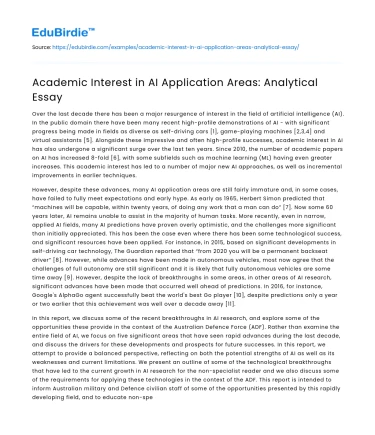 Academic Interest in AI Application Areas: Analytical Essay