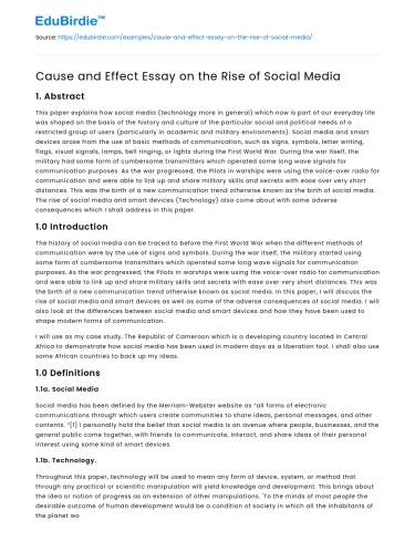 Cause and Effect Essay on the Rise of Social Media
