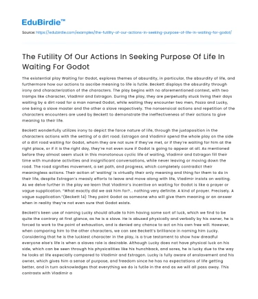 Seeking Purpose in Waiting for Godot: The Futility
