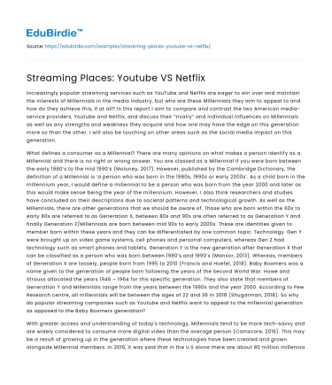 Streaming Places: Youtube VS Netflix