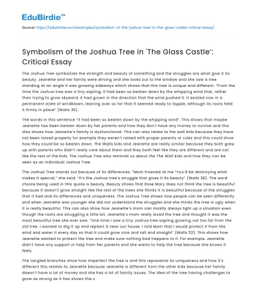 Symbolism of the Joshua Tree in ‘The Glass Castle’: Critical Essay
