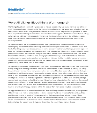 Were All Vikings Bloodthirsty Warmongers?