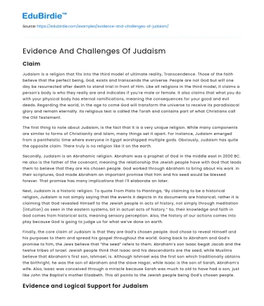 Evidence And Challenges Of Judaism