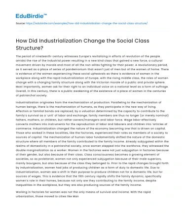 How Did Industrialization Change the Social Class Structure?