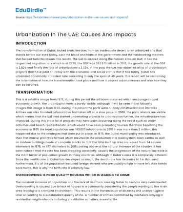 Urbanization In The UAE: Causes And Impacts