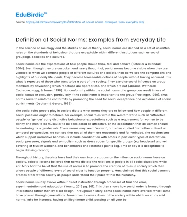 Definition of Social Norms: Examples from Everyday Life