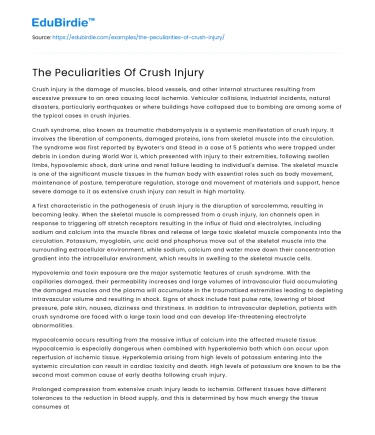 The Peculiarities Of Crush Injury