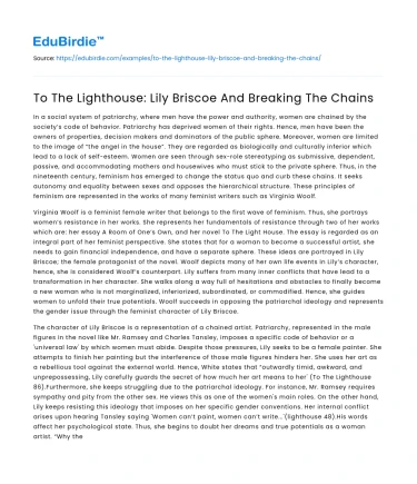 To The Lighthouse: Lily Briscoe And Breaking The Chains