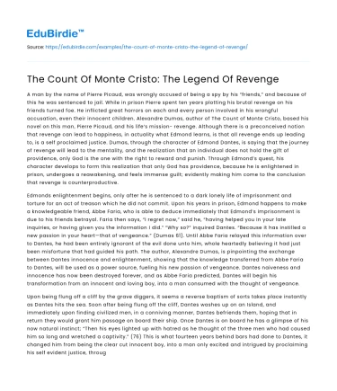 The Count Of Monte Cristo: The Legend Of Revenge