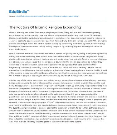 The Factors Of Islamic Religion Expanding