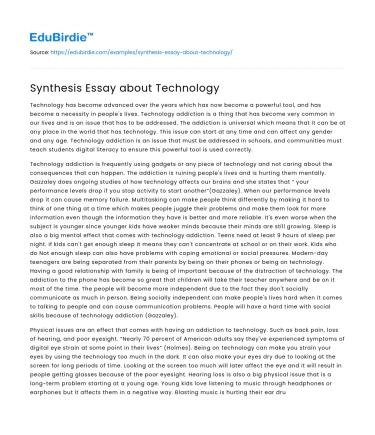 Synthesis Essay about Technology