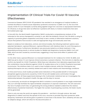 Implementation Of Clinical Trials For Covid-19 Vaccine Effectiveness