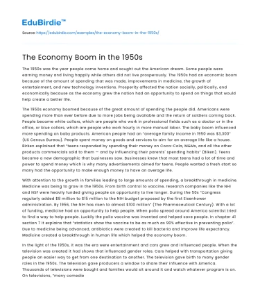 The Economy Boom in the 1950s