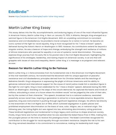 Martin Luther King Essay