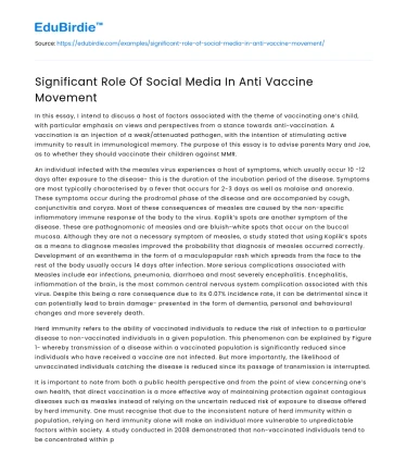 Significant Role Of Social Media In Anti Vaccine Movement