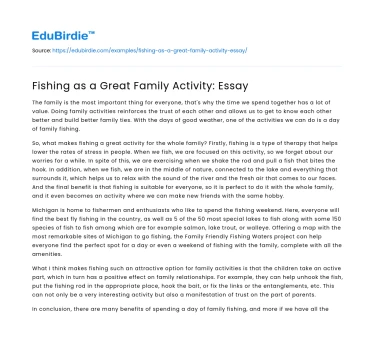 Fishing as a Great Family Activity: Essay